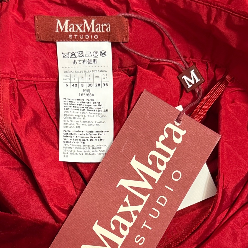Max Mara Ponza Red High Waist Maxi Skirt Holiday Formal Party Luxury Minimalist - Picture 9 of 10